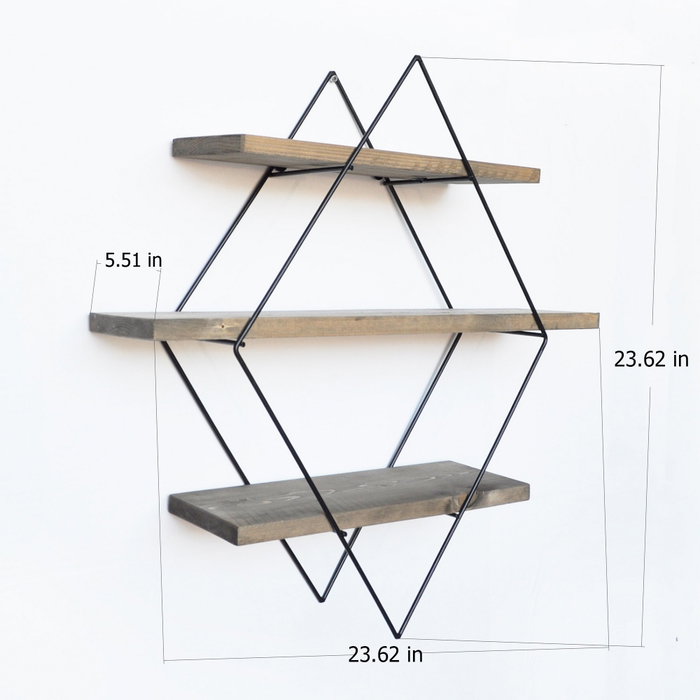 Hanah Home Wr007 Estantería Decorativa de Pared de Madera Nogal y Negro